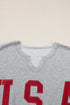 Relaxed Notched Neck Lettering Patch Graphic Short Sleeve Tee