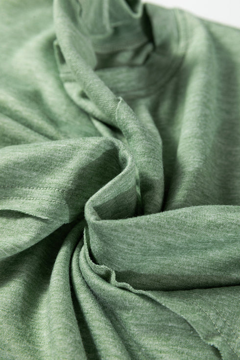 Relaxed Notched Neckline Raw Edge Cotton Blend Terry Top