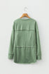 Relaxed Notched Neckline Raw Edge Cotton Blend Terry Top