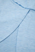 Relaxed Notched Neckline Raw Edge Cotton Blend Terry Top