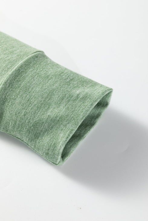 Relaxed Notched Neckline Raw Edge Cotton Blend Terry Top