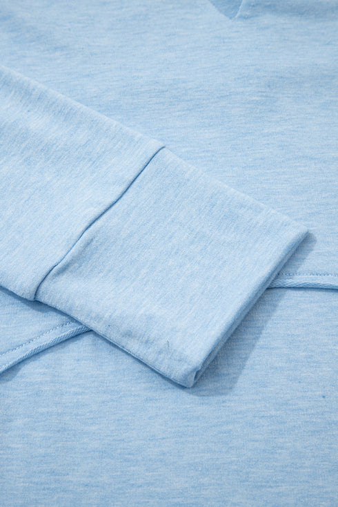 Relaxed Notched Neckline Raw Edge Cotton Blend Terry Top