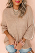 Relaxed Open Knit Center Seam Pullover Sweater