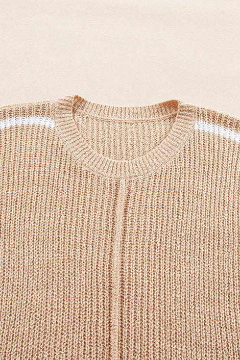 Relaxed Open Knit Center Seam Pullover Sweater