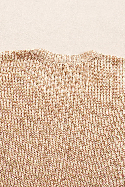 Relaxed Open Knit Center Seam Pullover Sweater