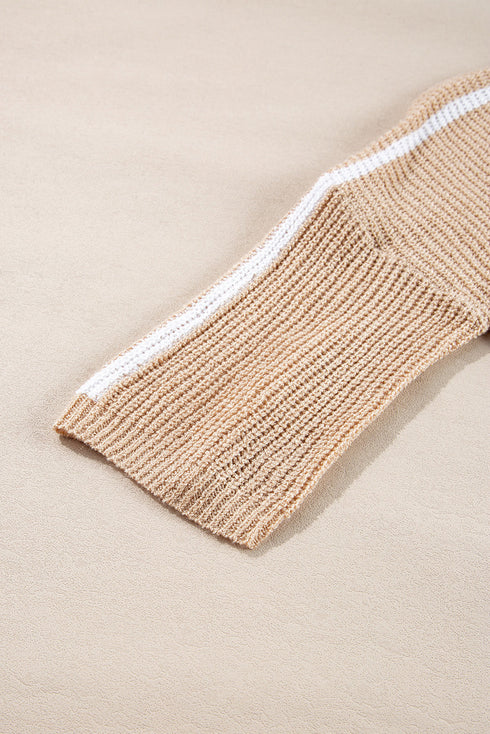 Relaxed Open Knit Center Seam Pullover Sweater