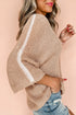 Relaxed Open Knit Center Seam Pullover Sweater