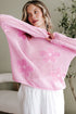 Relaxed Open Knit Floral Drop Shoulder Pullover Sweater