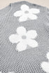 Relaxed Open Knit Floral Drop Shoulder Pullover Sweater