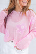 Relaxed Open Knit Floral Drop Shoulder Pullover Sweater