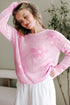 Relaxed Open Knit Floral Drop Shoulder Pullover Sweater