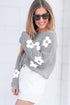 Relaxed Open Knit Floral Drop Shoulder Pullover Sweater