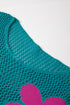 Relaxed Open Knit Floral Drop Shoulder Pullover Sweater