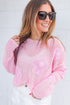 Relaxed Open Knit Floral Drop Shoulder Pullover Sweater