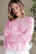 Relaxed Open Knit Floral Drop Shoulder Pullover Sweater