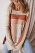 Relaxed Open Knit Geometric Block Pullover Sweater