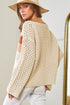 Relaxed Open Knit Geometric Block Pullover Sweater