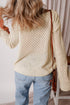 Relaxed Open Knit Geometric Block Pullover Sweater