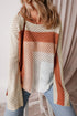 Relaxed Open Knit Geometric Block Pullover Sweater