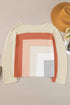 Relaxed Open Knit Geometric Block Pullover Sweater