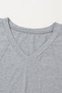 Relaxed Oversized Raglan Half Sleeve V Neck Patchwork Detail Casual Tee