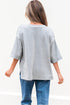 Relaxed Oversized Raglan Half Sleeve V Neck Patchwork Detail Casual Tee