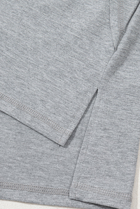 Relaxed Oversized Raglan Half Sleeve V Neck Patchwork Detail Casual Tee