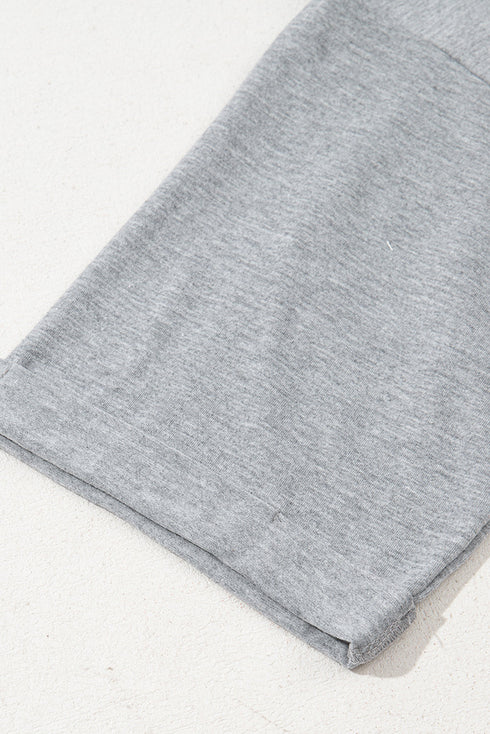 Relaxed Oversized Raglan Half Sleeve V Neck Patchwork Detail Casual Tee