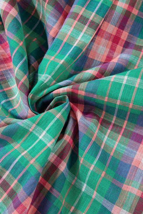 Relaxed Plaid Bishop Sleeve Button Down Shirt
