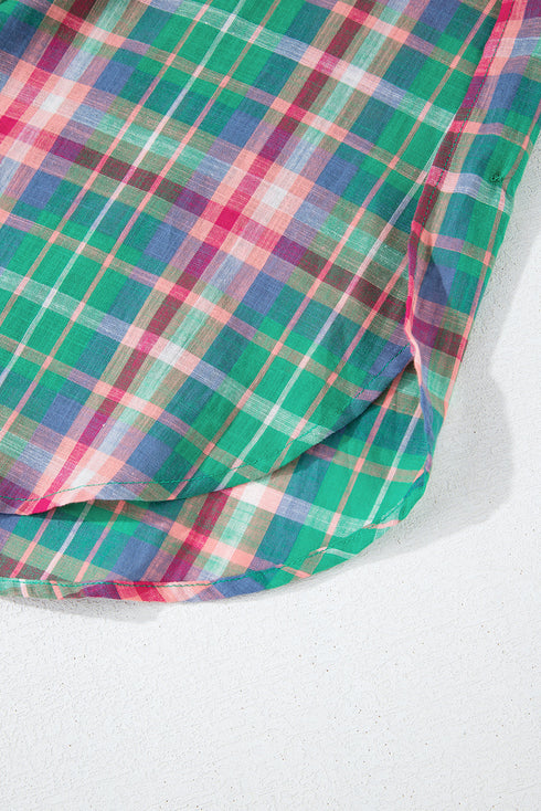 Relaxed Plaid Bishop Sleeve Button Down Shirt