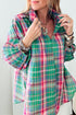 Relaxed Plaid Bishop Sleeve Button Down Shirt
