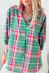Relaxed Plaid Bishop Sleeve Button Down Shirt