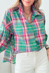 Relaxed Plaid Bishop Sleeve Button Down Shirt