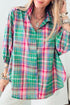 Relaxed Plaid Bishop Sleeve Button Down Shirt