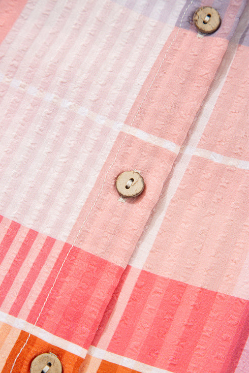Relaxed Plaid Button Front Tie Hem Shirt