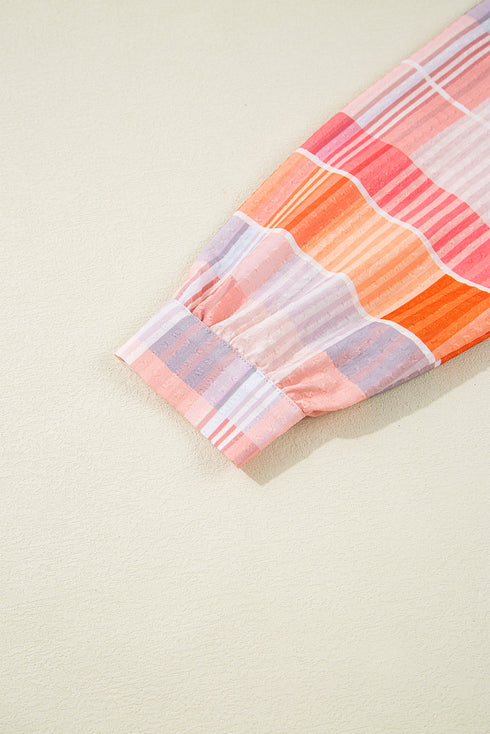 Relaxed Plaid Button Front Tie Hem Shirt