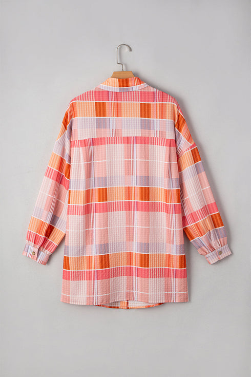 Relaxed Plaid Button Front Tie Hem Shirt