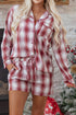 Relaxed Plaid Long Sleeve Cotton Shirt And Short Set