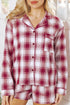 Relaxed Plaid Long Sleeve Cotton Shirt And Short Set