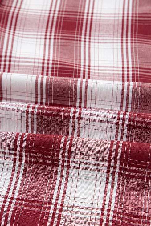 Relaxed Plaid Long Sleeve Cotton Shirt And Short Set