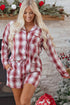 Relaxed Plaid Long Sleeve Cotton Shirt And Short Set