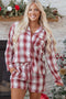 Relaxed Plaid Long Sleeve Cotton Shirt And Short Set
