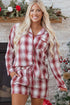 Relaxed Plaid Long Sleeve Cotton Shirt And Short Set