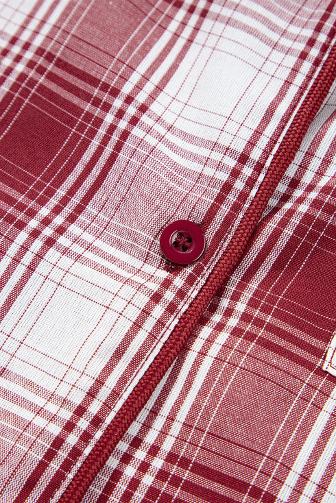 Relaxed Plaid Long Sleeve Cotton Shirt And Short Set