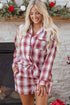 Relaxed Plaid Long Sleeve Cotton Shirt And Short Set