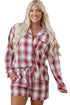 Relaxed Plaid Long Sleeve Cotton Shirt And Short Set