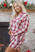 Relaxed Plaid Long Sleeve Cotton Shirt And Short Set