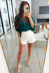 Relaxed Plaid Patchwork V Neck Half Sleeve Blouse