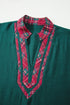 Relaxed Plaid Patchwork V Neck Half Sleeve Blouse