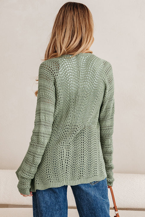 Relaxed Pointelle Knit Open Front Daily Cardigan